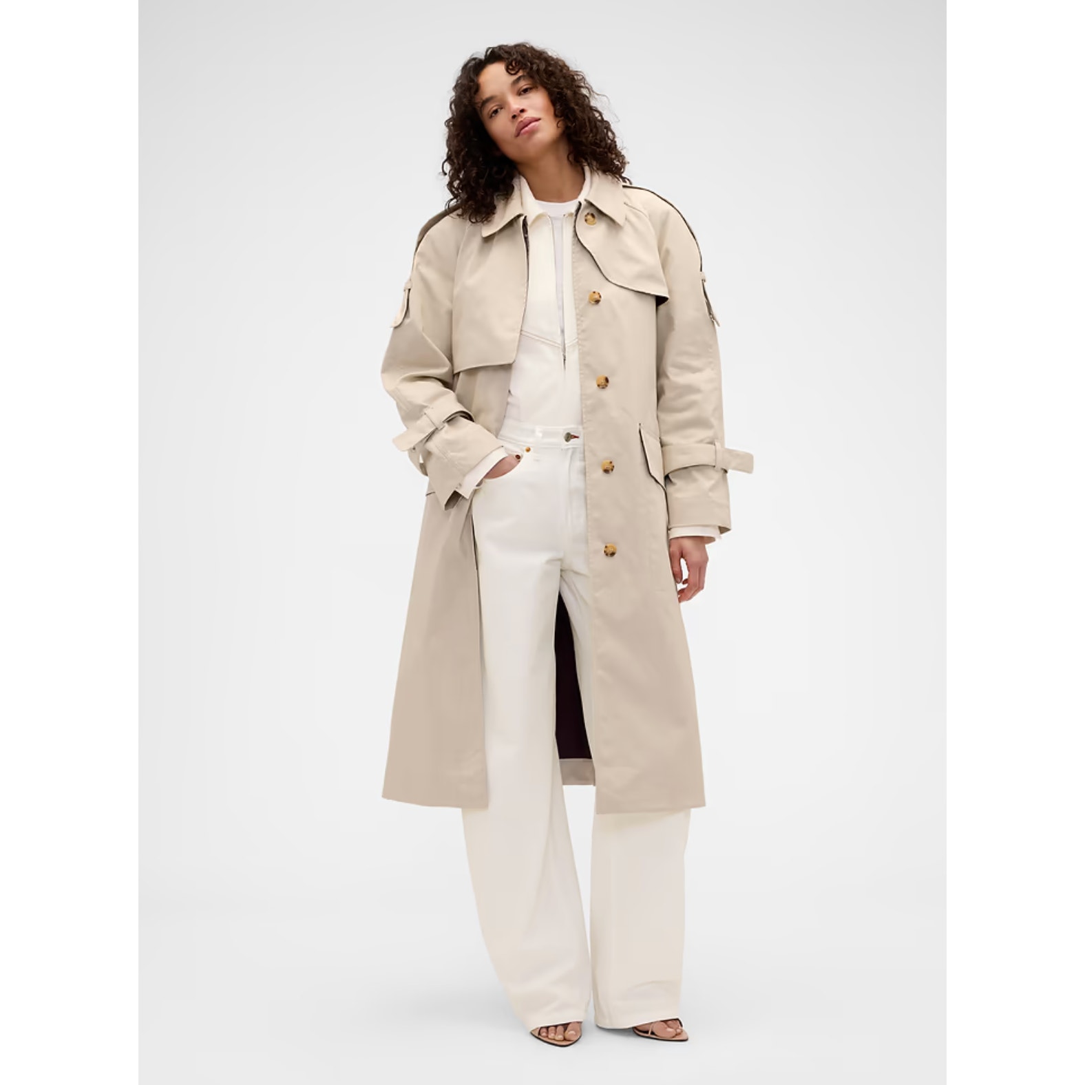 Gap Victoria Beckham Beige Belted Trench Coat Size L/Xl